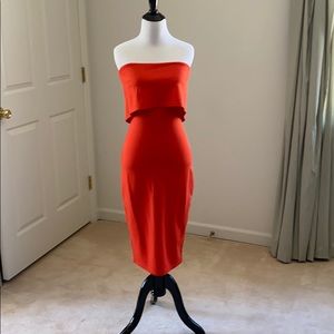 Bebe Orange Strapless Dress